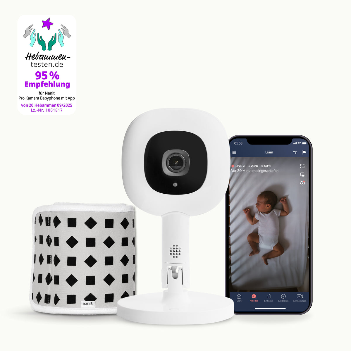 DE | Nanit Pro Babyphone mit Flex Stand, App und Atemband