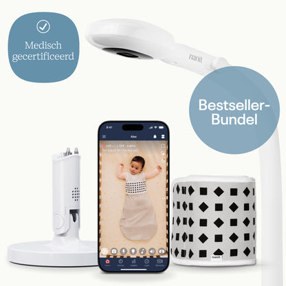 | Nanit Bestseller-bundel met Pro babyfoon, vloerstandaard, app en Ademhalingsband