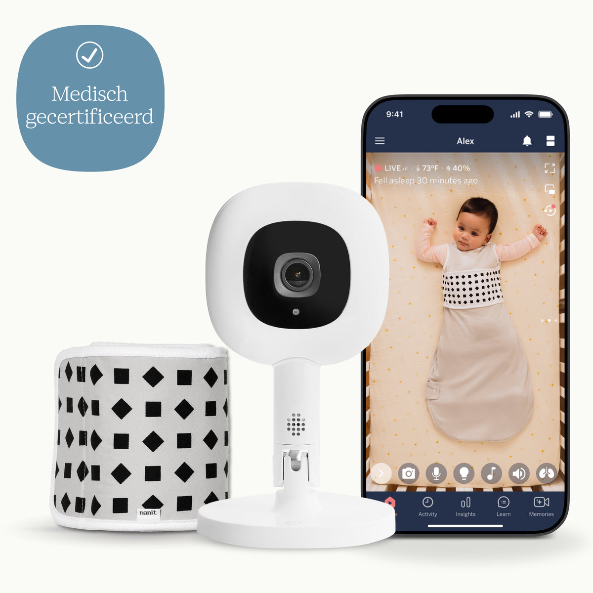 NL | Nanit Pro babyfoon met Flex Stand, app en Ademhalingsband