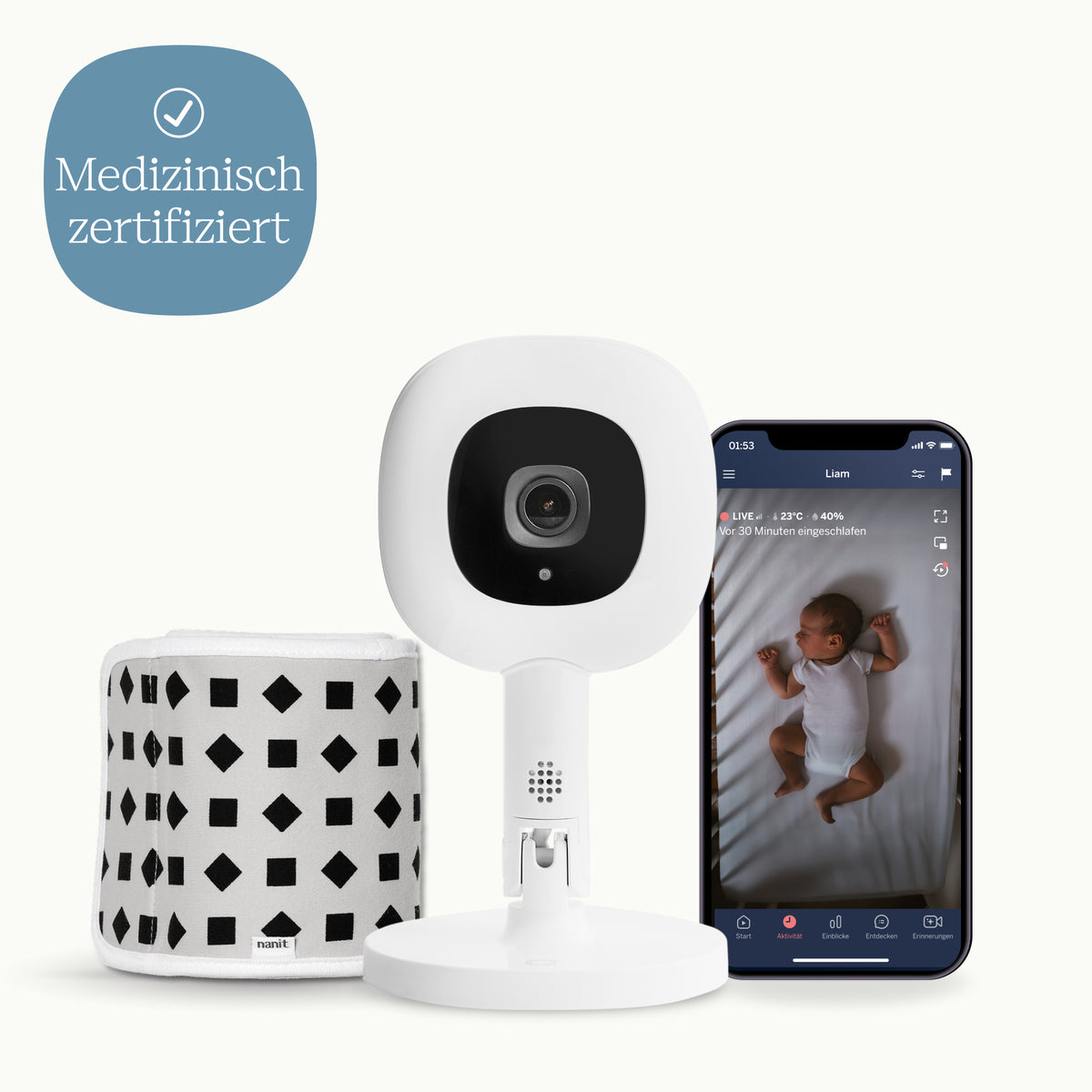 DE | Nanit Pro Babyphone mit Flex Stand, App und Atemband