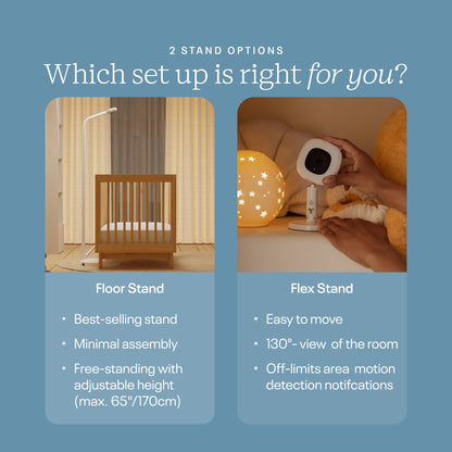 | Babyphone Nanit avec Floor Stand et Flex Stand – choisis le support adapté à l’environnement de sommeil de ton bébé
