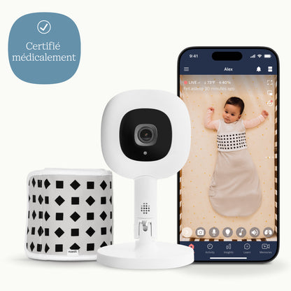| Babyphone Nanit Pro avec Flex Stand, application et Bande respiratoire